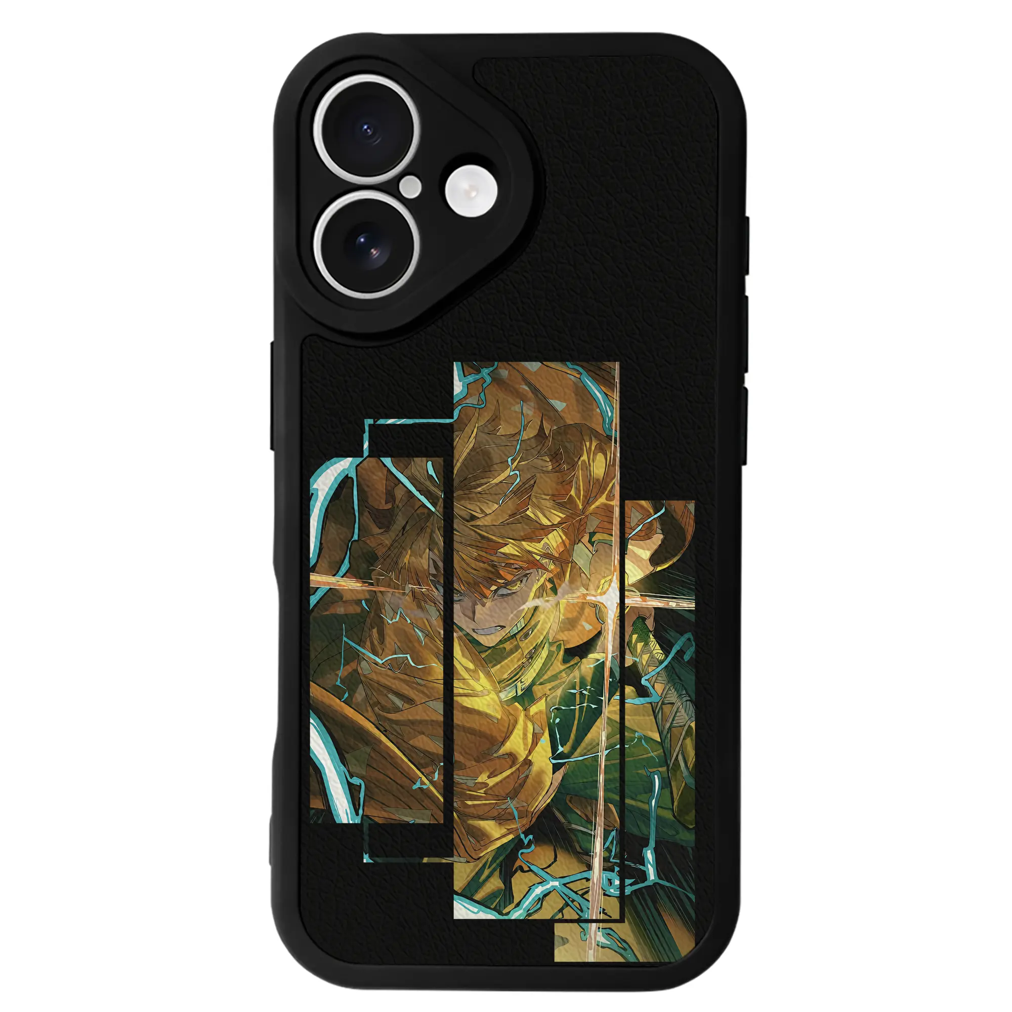 鬼滅の刃 グッズ,我妻 善逸 - IPhone 16シリーズ対応 ・ シリコンスマホケース ・ レザー調 ・ 高精度フィット ・ 耐衝撃 ・ ワイヤレス充電対応 ・ 精密カット